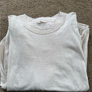 Aerie Cream Long Sleeve Boyfriend Tee